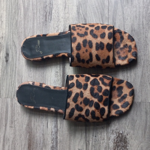 J. CREW Abbie slide sandals in leopard calf hair Women's Size 7 - Picture 3 of 13